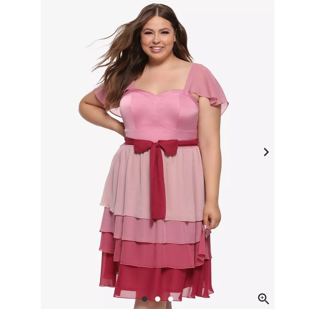 Harry Potter Hermione Yule Ball Dress Pink Ombre Tiered Chiffon Plus Size 3X NWT